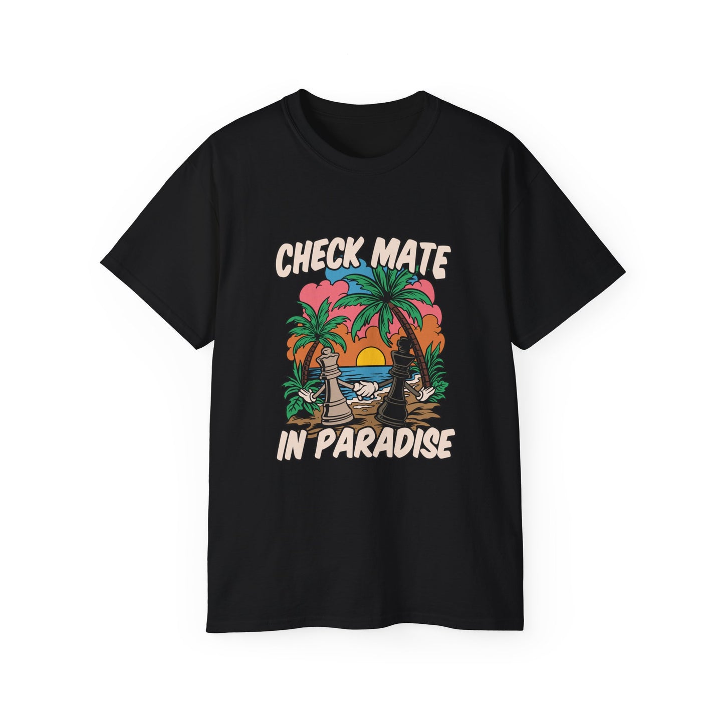 Check Mate in Paradise Chess Shirt – Unisex Gift for Players & Fans