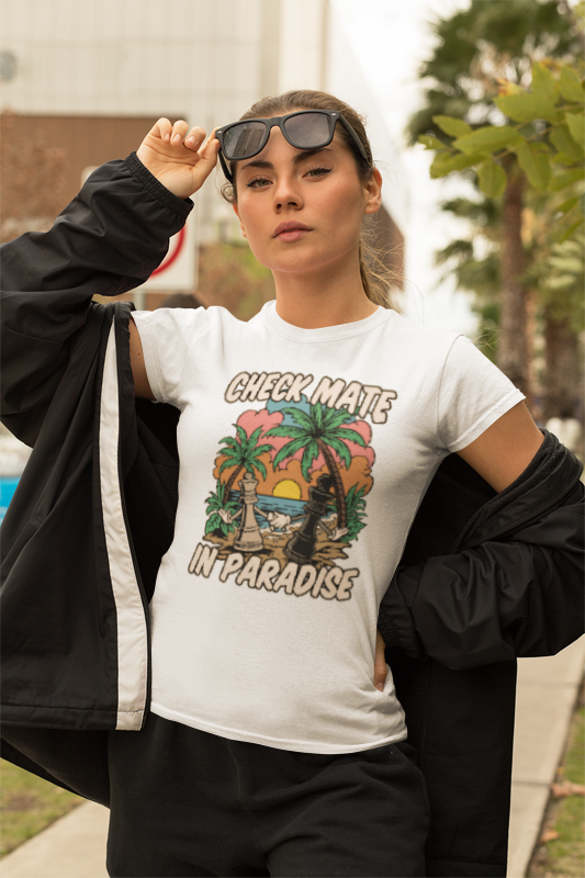 Check Mate in Paradise Chess Shirt – Unisex Gift for Players & Fans